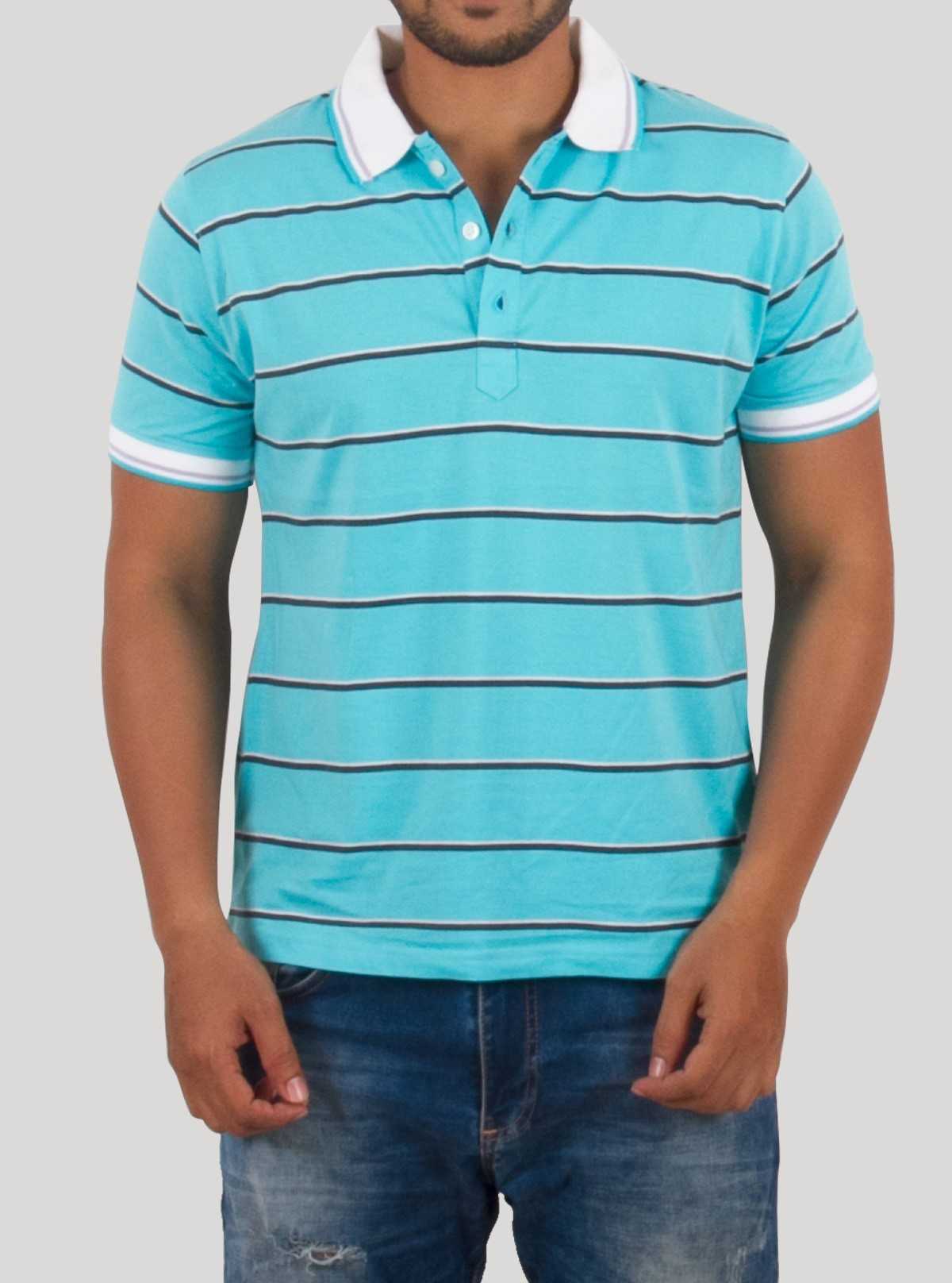 Blue Striped Polo T-Shirt for Men – Boer and Fitch