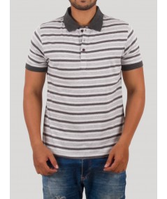 Grey Melange Striped Polo T-Shirt for Men – Boer and Fitch