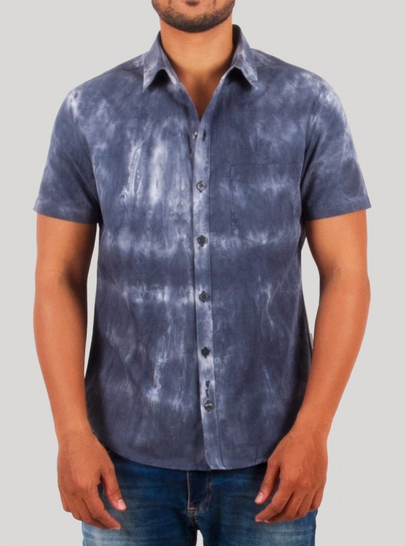 Men’s Navy Tie & Dye Half Sleeve Shirt – Trendy & Comfortable | Boer & Fitch