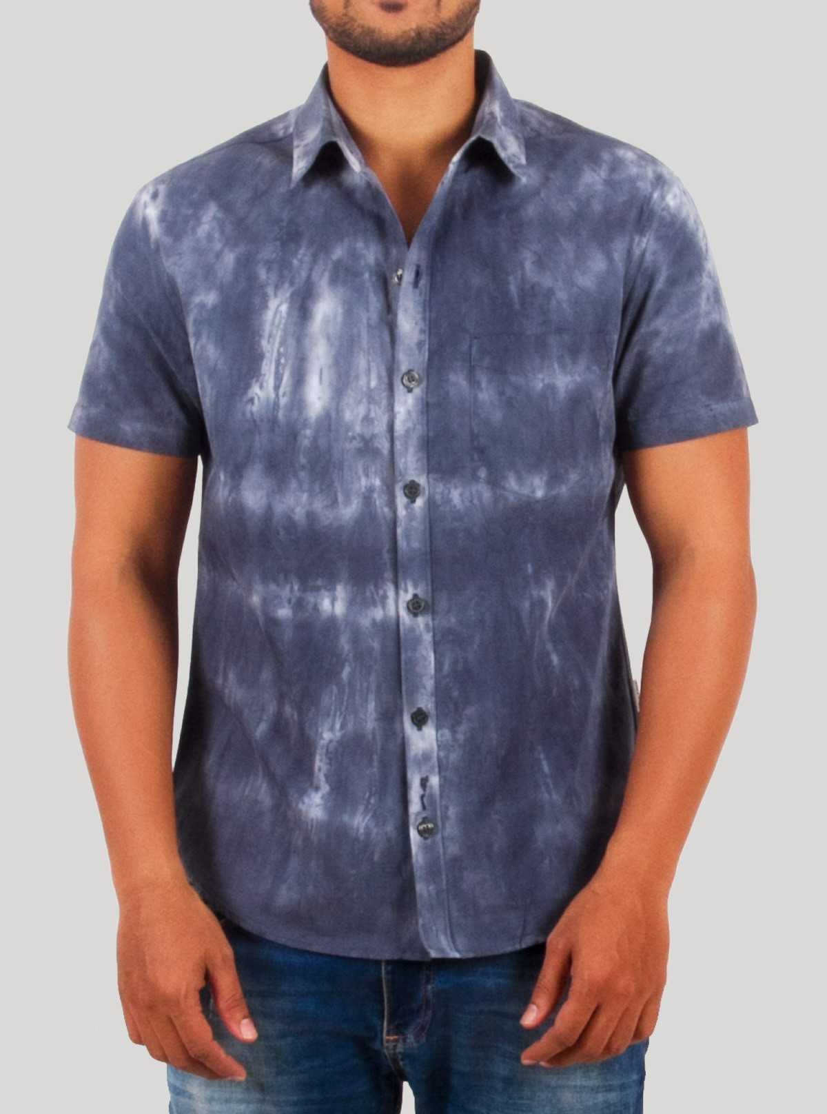 Men’s Navy Tie & Dye Half Sleeve Shirt – Trendy & Comfortable | Boer & Fitch