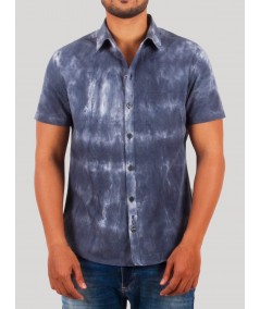 Men’s Navy Tie & Dye Half Sleeve Shirt – Trendy & Comfortable | Boer & Fitch