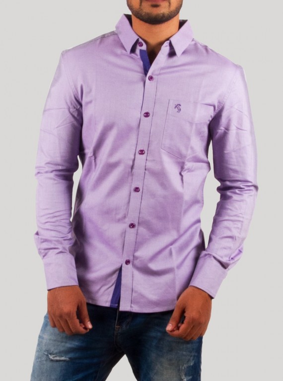 Slim Fit Purple Long Sleeve Shirt for Men – Casual Cotton Shirt by Boer and Fitch