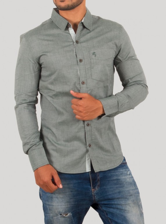 Slim Fit Eyebird Green Long Sleeve Shirt for Men – Casual Cotton Shirt by Boer and Fitch