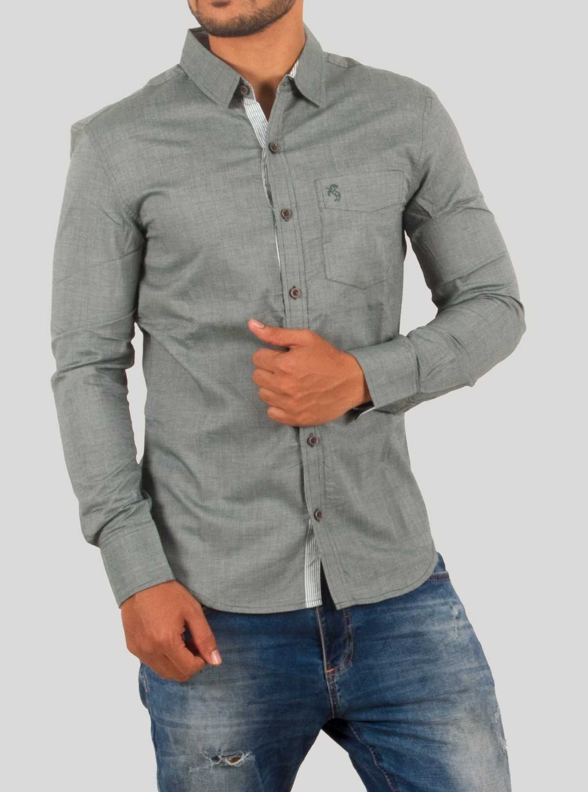Slim Fit Eyebird Green Long Sleeve Shirt for Men – Casual Cotton Shirt by Boer and Fitch