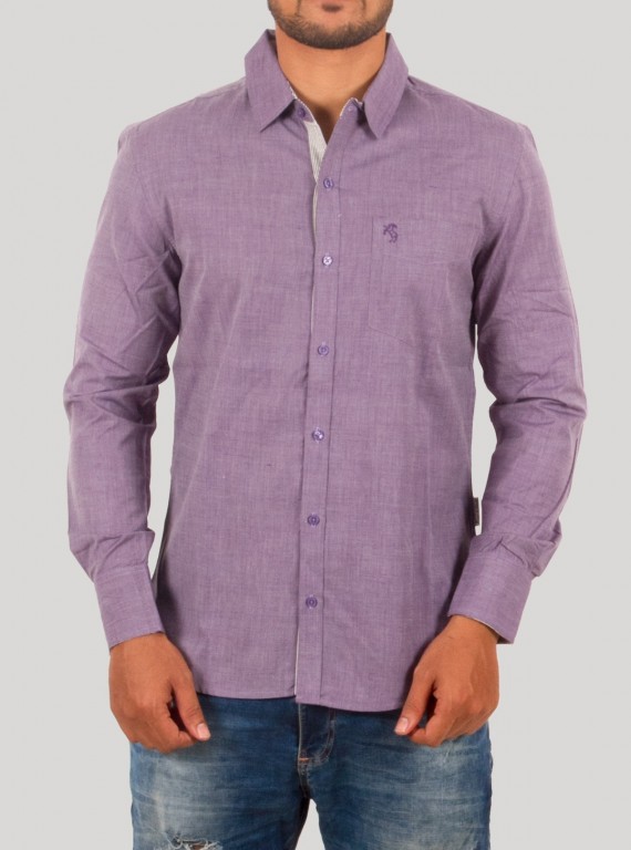 Slim Fit Eyebird Purple Long Sleeve Shirt for Men – Casual Cotton Shirt by Boer and Fitch