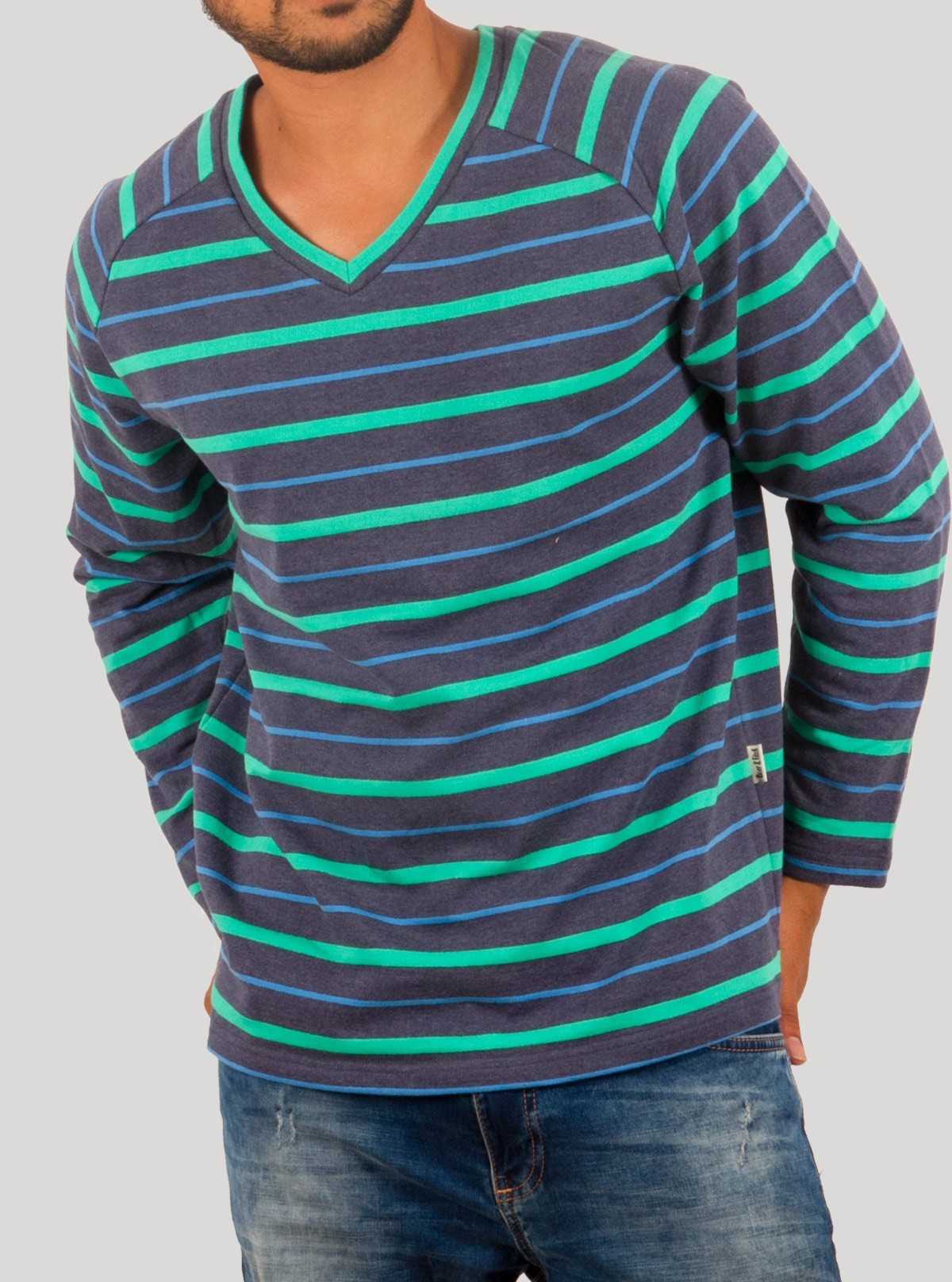 Green Striped Raglan Contrast Sweatshirt for Men – Boer and Fitch