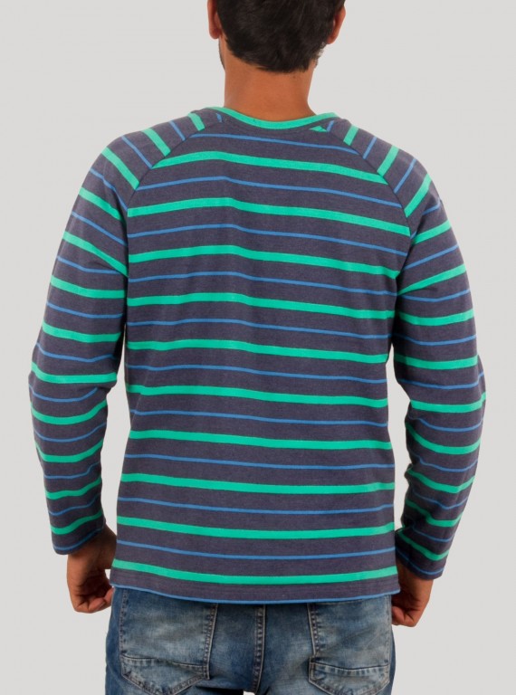 Green Stripped Raglon Contrast SweatShirt