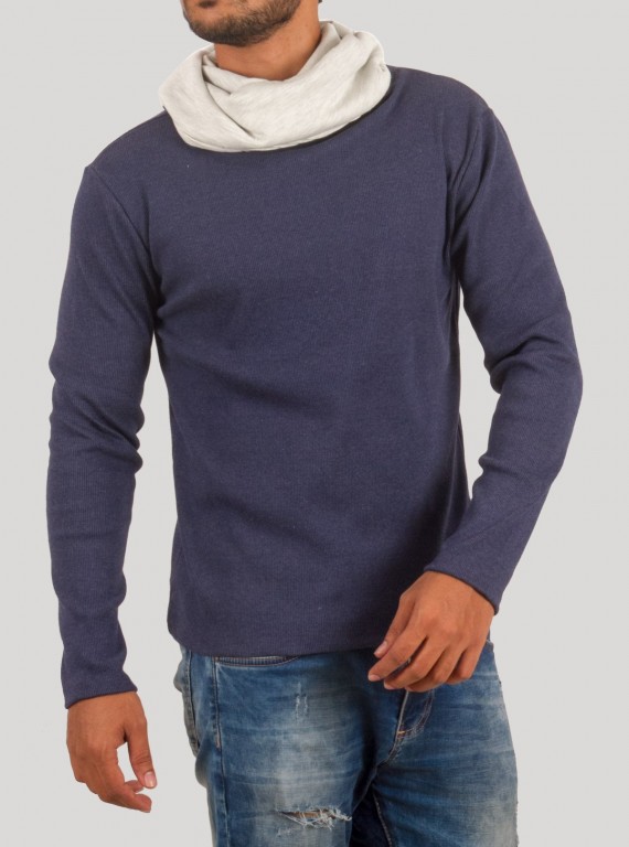 Blue Melange Roll Neck Hoody for Men – Boer and Fitch