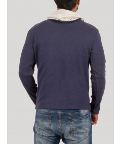 Blue Melange Roll Neck Hoody