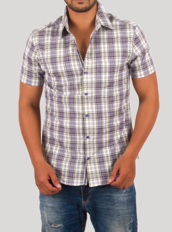 Two-Tone Checked Half Sleeve Casual Shirt for Men – Boer and Fitch