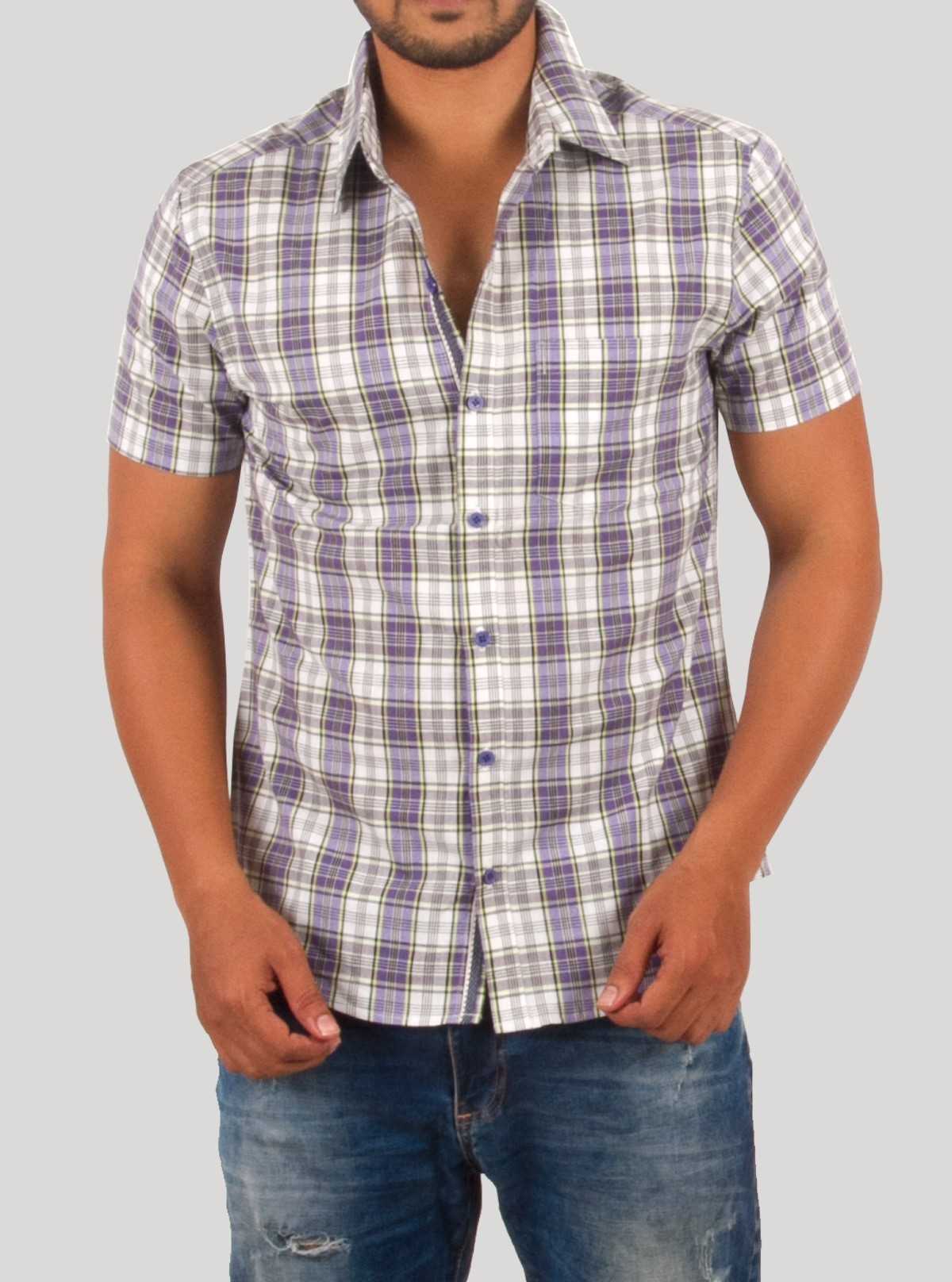 Two-Tone Checked Half Sleeve Casual Shirt for Men – Boer and Fitch