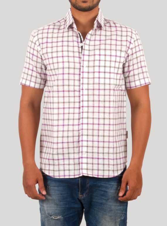 Soft Checked Linen Blend Shirt for Men – Casual Comfort by Boer and Fitch