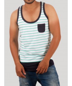 Men’s Light Blue Stripe Sleeveless T-Shirt – Comfortable & Stylish | Boer & Fitch