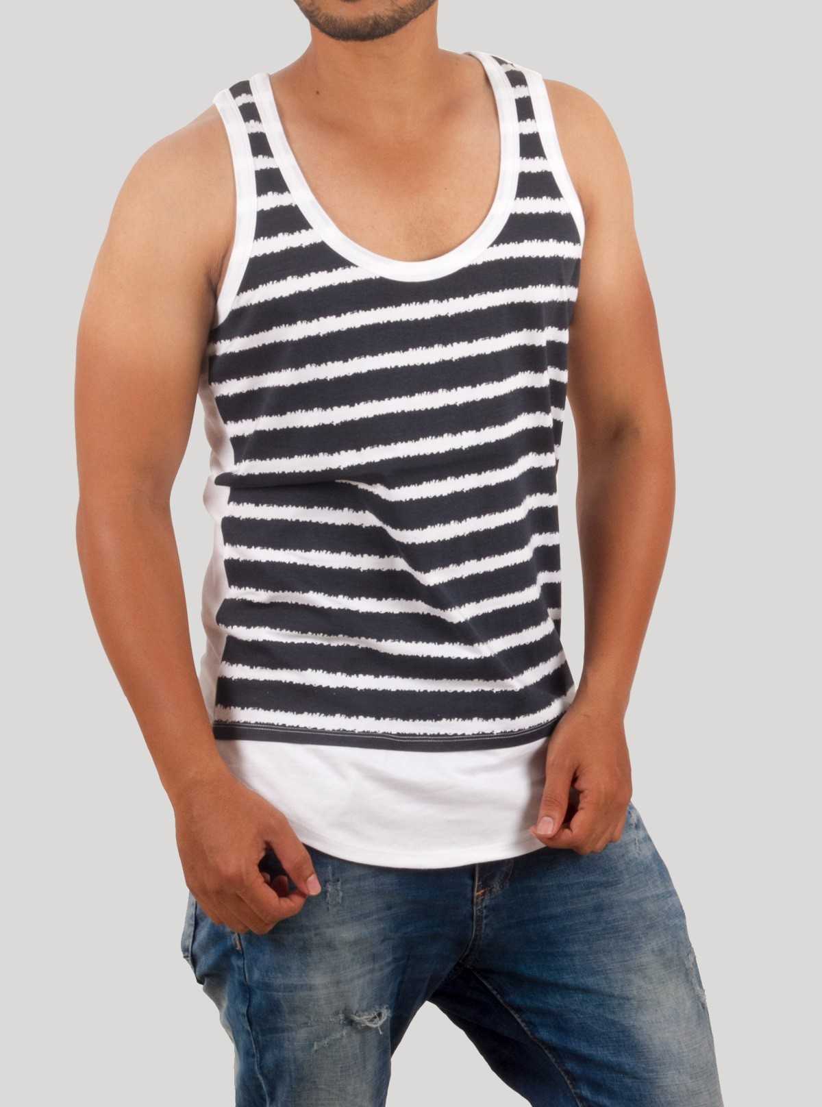 Men’s Blue Stripe Tank Top – Comfortable & Stylish | Boer & Fitch
