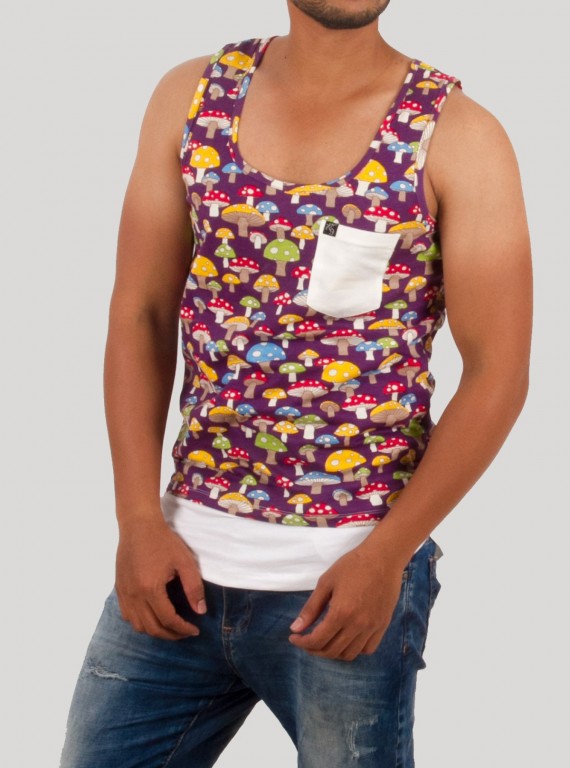 Men’s Mushroom Print Sleeveless T-Shirt – Trendy & Comfortable | Boer & Fitch