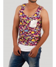 Men’s Mushroom Print Sleeveless T-Shirt – Trendy & Comfortable | Boer & Fitch