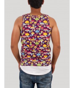 Mushroom Print Sleeveless TShirt
