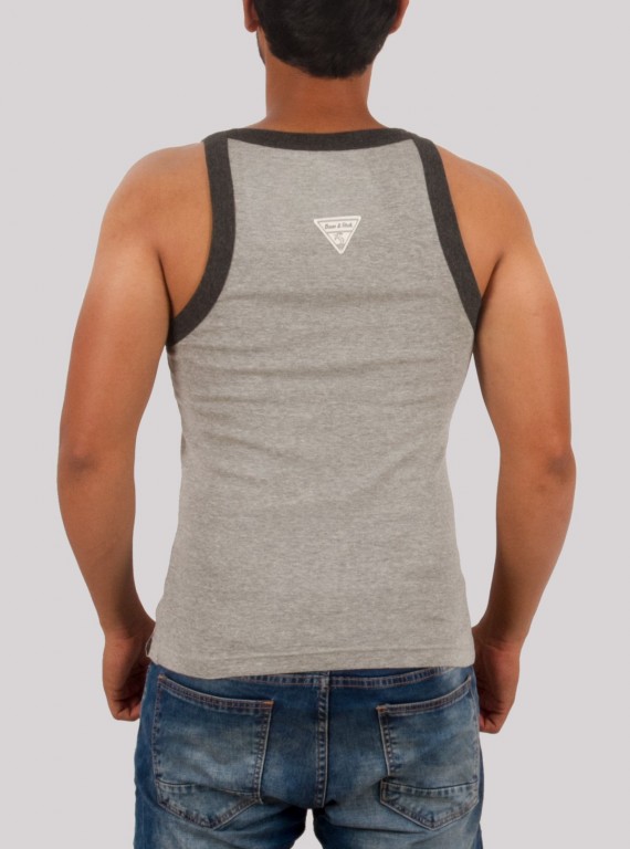 Grey Melange Printed Vest