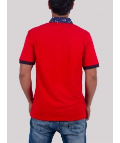 Red Anchor Print Collar Polo TShirt