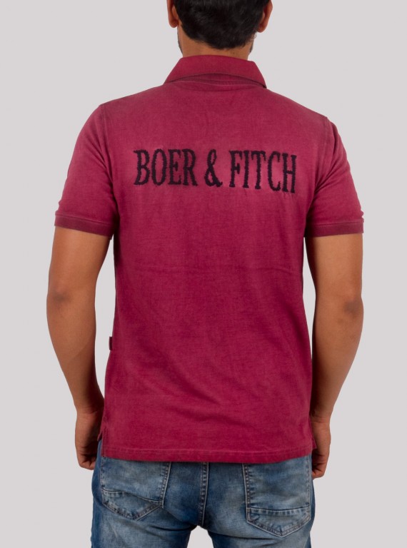 Men’s Burgundy Garment Dyed Polo T-Shirt – Premium Cotton | Boer & Fitch
