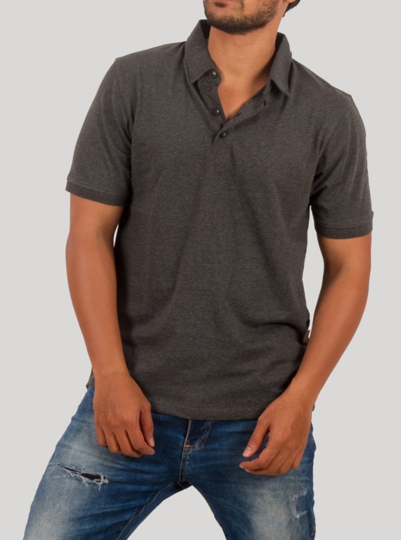 Men’s Dark Melange Polo T-Shirt – Stylish & Comfortable | Boer & Fitch