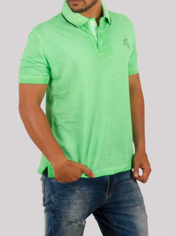 Men’s Bright Green Garment Dyed Polo T-Shirt – Premium Cotton | Boer & Fitch