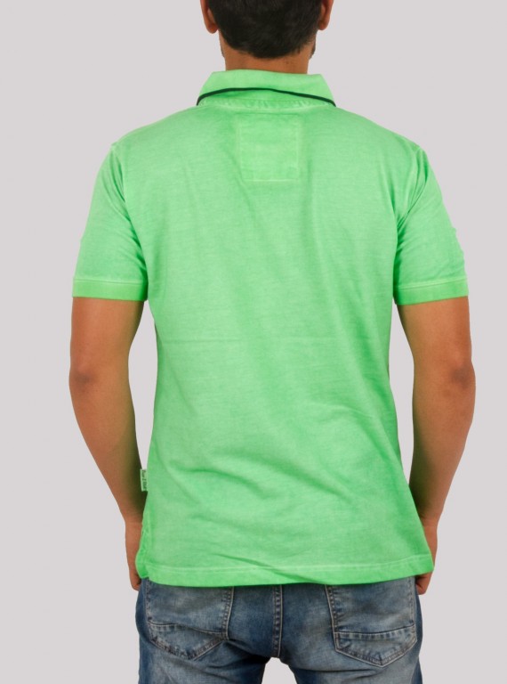 Green Garment Dyed Polo TShirt