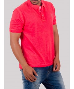 Coral Garment Dyed Polo TShirt