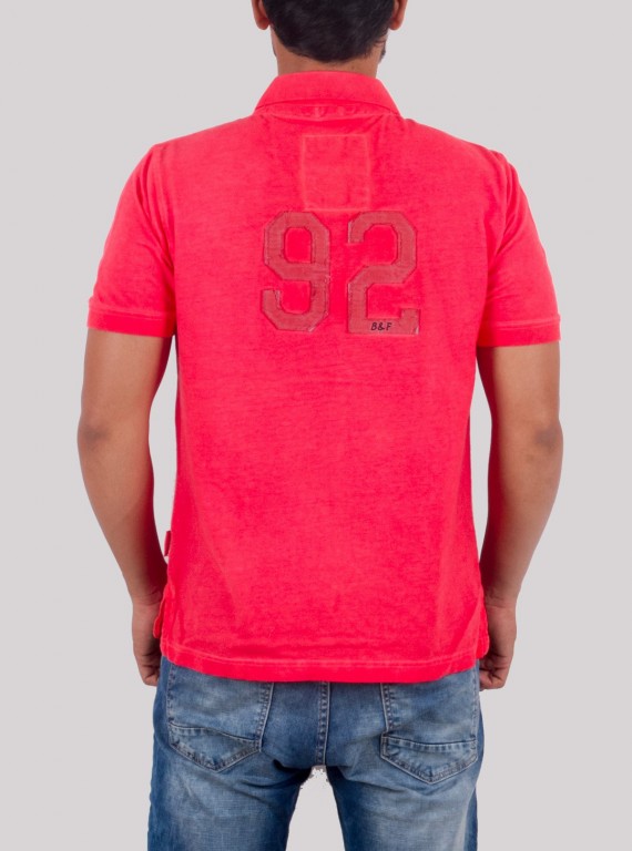 Coral Garment Dyed Polo TShirt