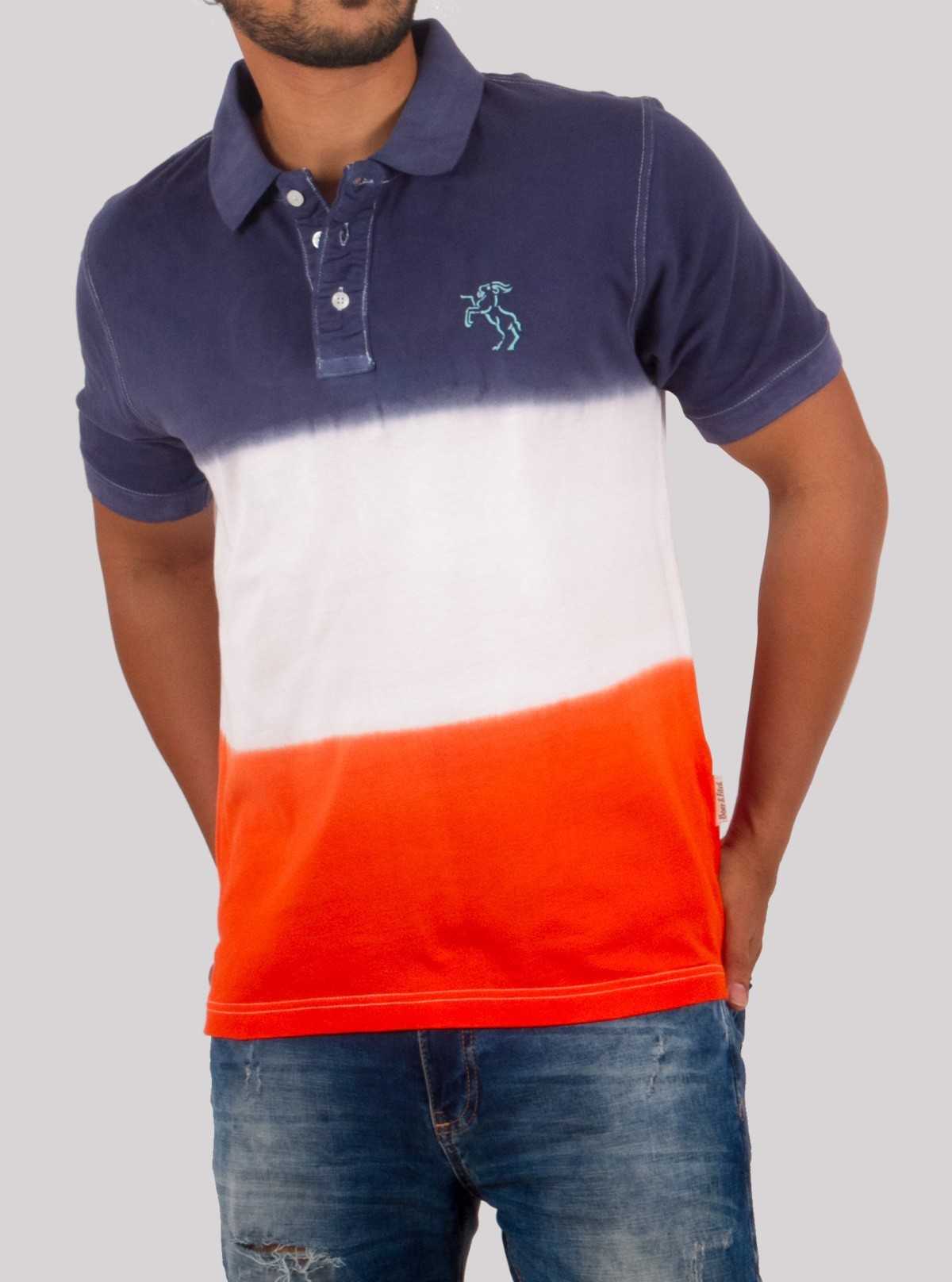 Men’s Orange Tie Dye Polo T-Shirt – Vibrant & Comfortable | Boer & Fitch