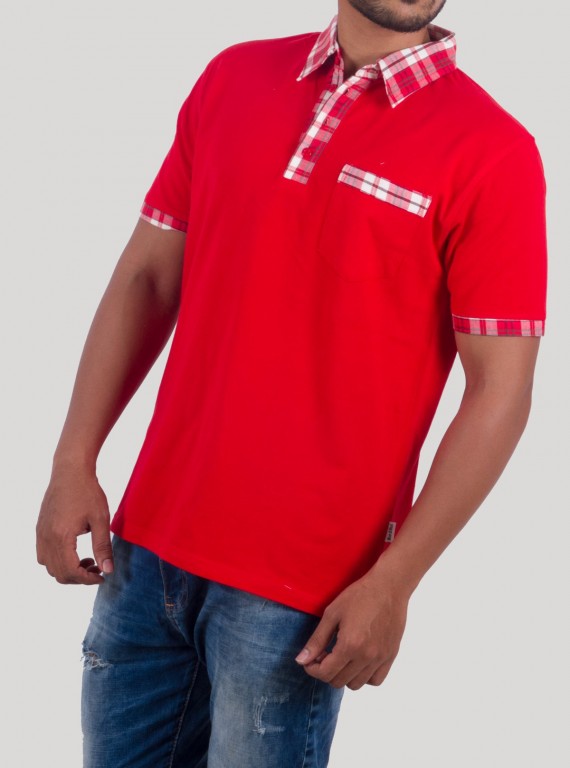 Red Twill Polo TShirt