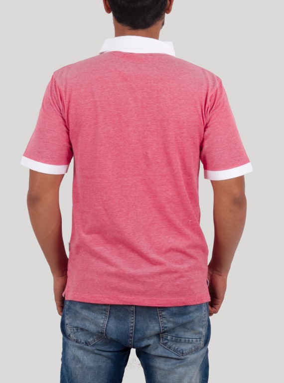 Fuscia Melange Drill Polo Pique TShirt