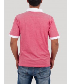 Fuscia Melange Drill Polo Pique TShirt