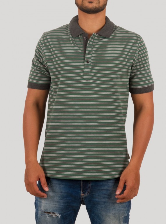 Dark Green Solid Stripe Polo T-Shirt for Men – Boer and Fitch