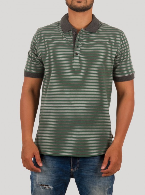 Green solid stripe Polo TShirt