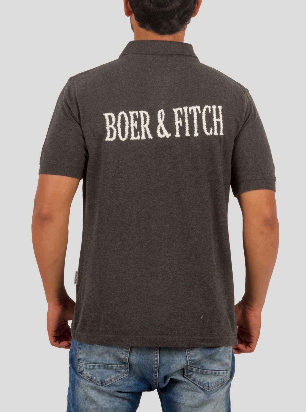 Charcoal Melange Embroidery Polo T-Shirt for Men – Classic Style by Boer and Fitch
