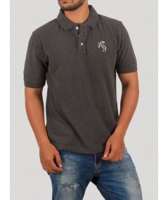 Charcol Melange Embroidery Polo TShirt