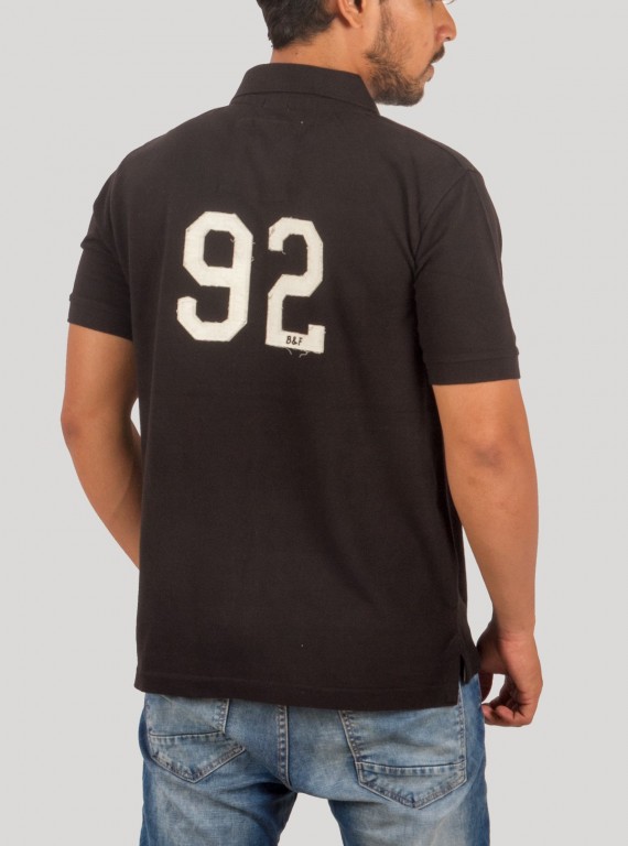 Black 92 Print Polo T-Shirt for Men – Casual Graphic Polo by Boer and Fitch