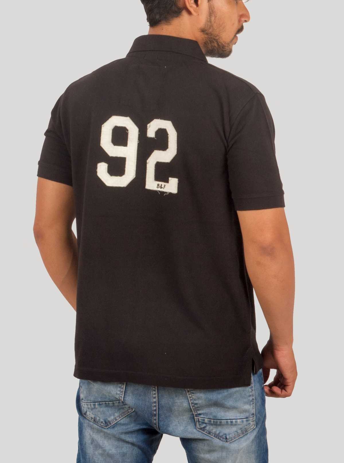 Black 92 Print Polo T-Shirt for Men – Casual Graphic Polo by Boer and Fitch