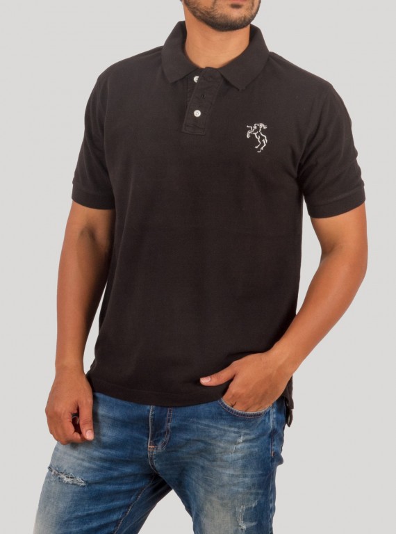 Black Sporty Polo TShirt