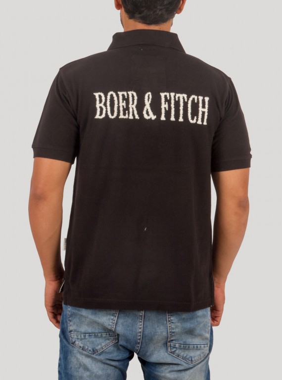 Black Embroidery Polo T-Shirt for Men – Stylish Cotton Polo by Boer and Fitch
