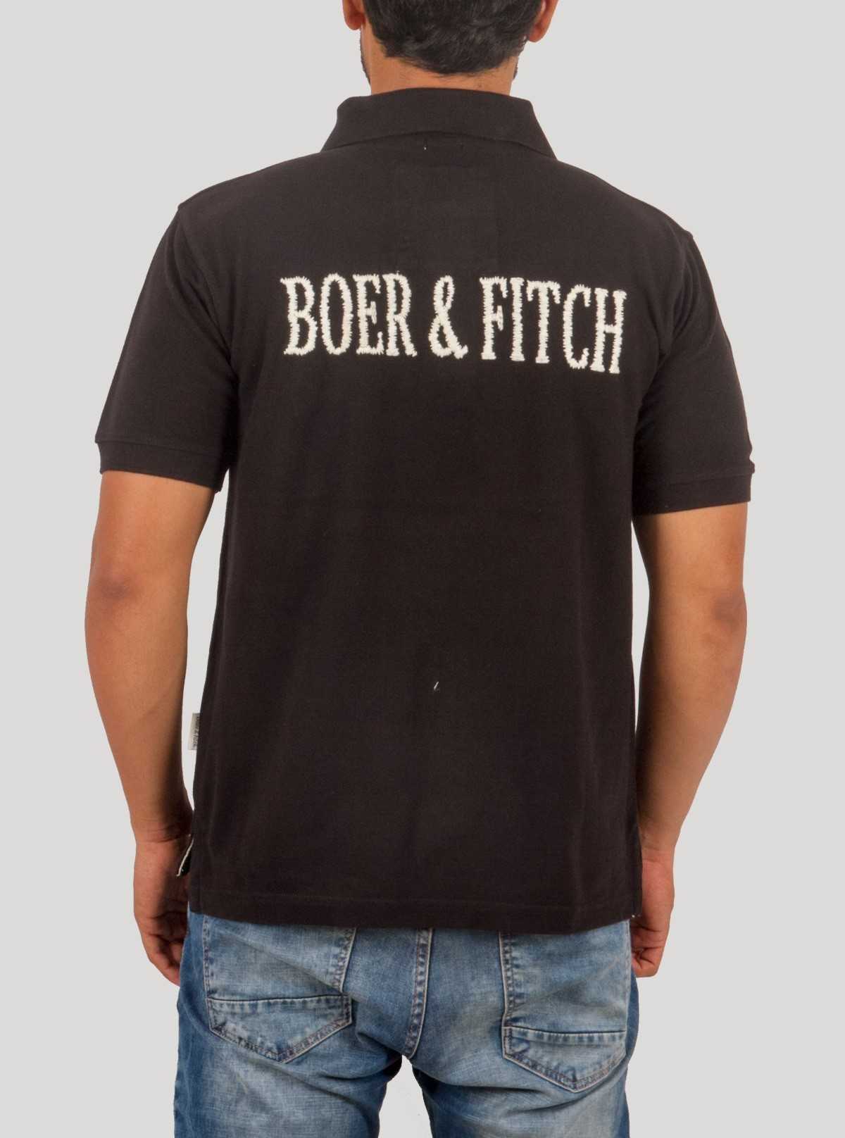 Black Embroidery Polo T-Shirt for Men – Stylish Cotton Polo by Boer and Fitch