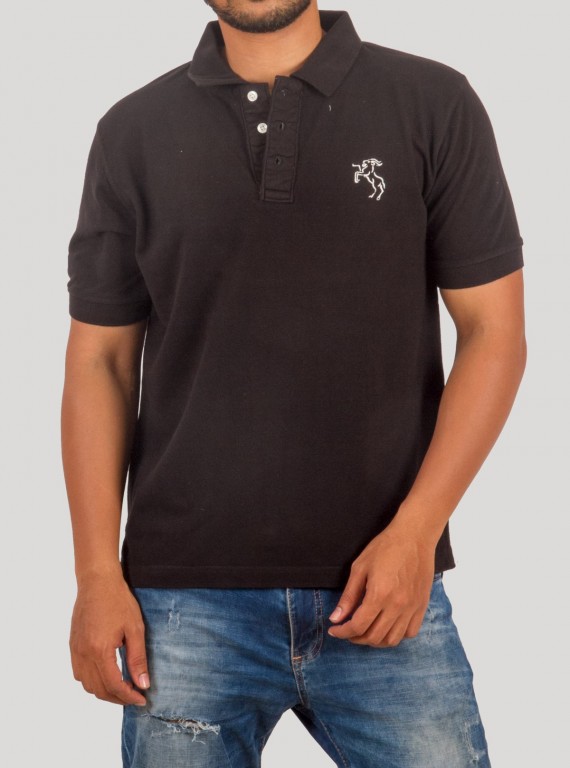 Men’s Black Pique Cotton Polo T-Shirt – Classic Casual Wear by Boer and Fitch