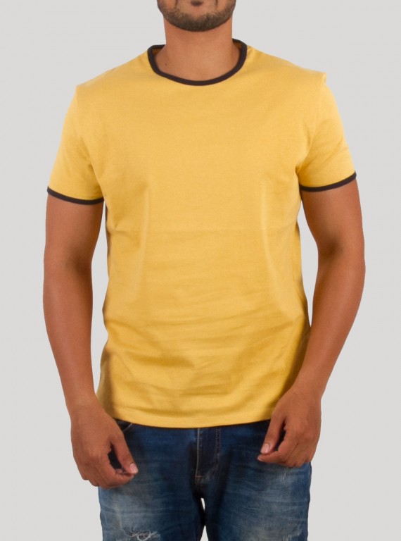 Mustard Round Neck T-Shirt for Men – Casual Cotton Tee by Boer and Fitch