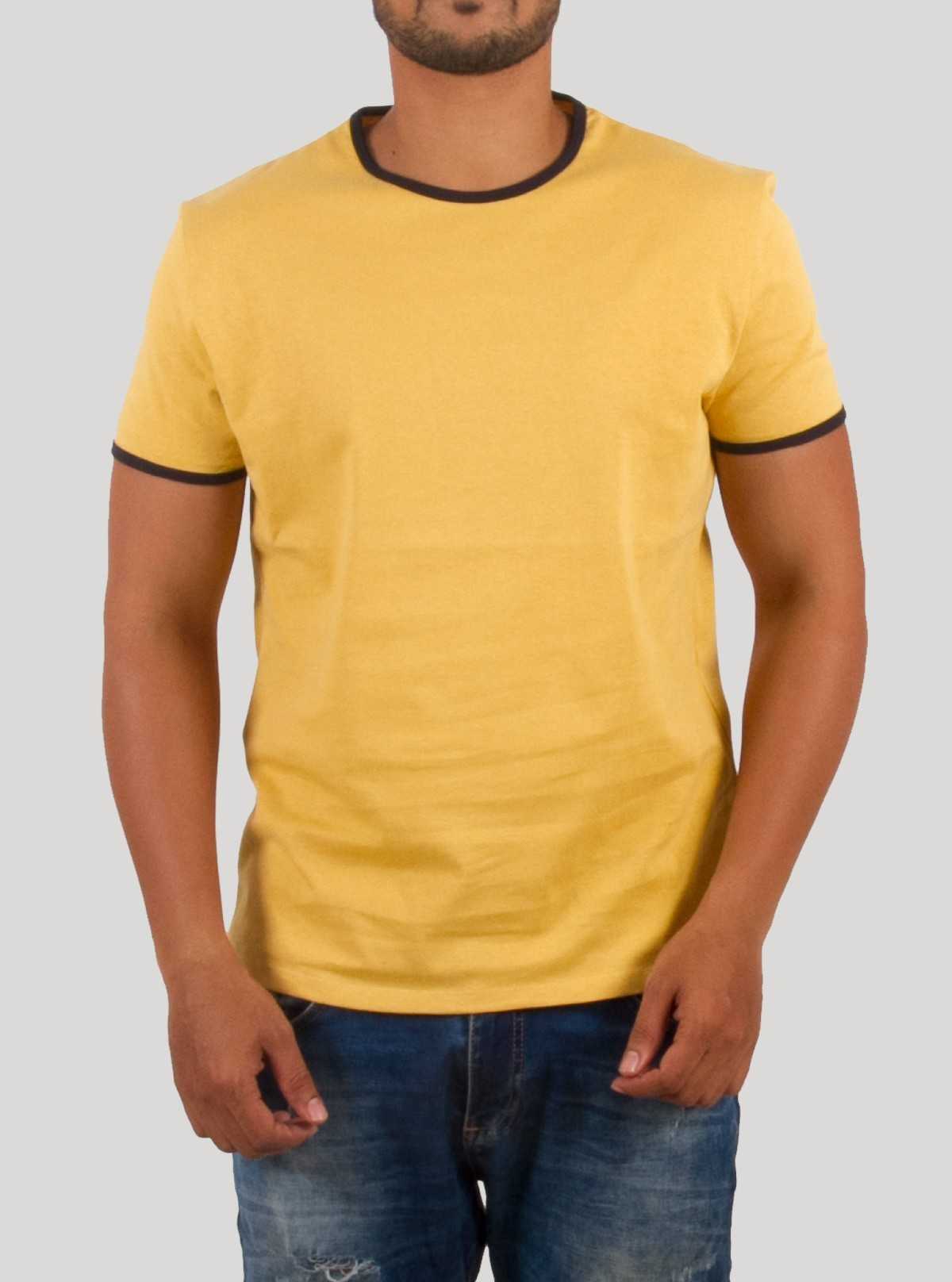 Mustard Round Neck T-Shirt for Men – Casual Cotton Tee by Boer and Fitch