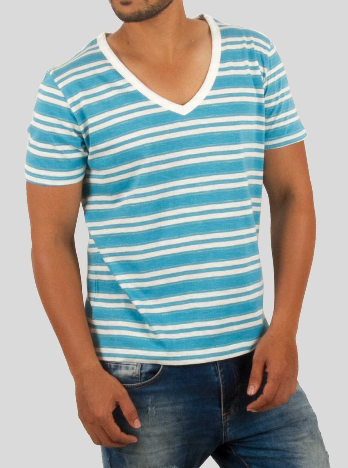 light blue v neck tee