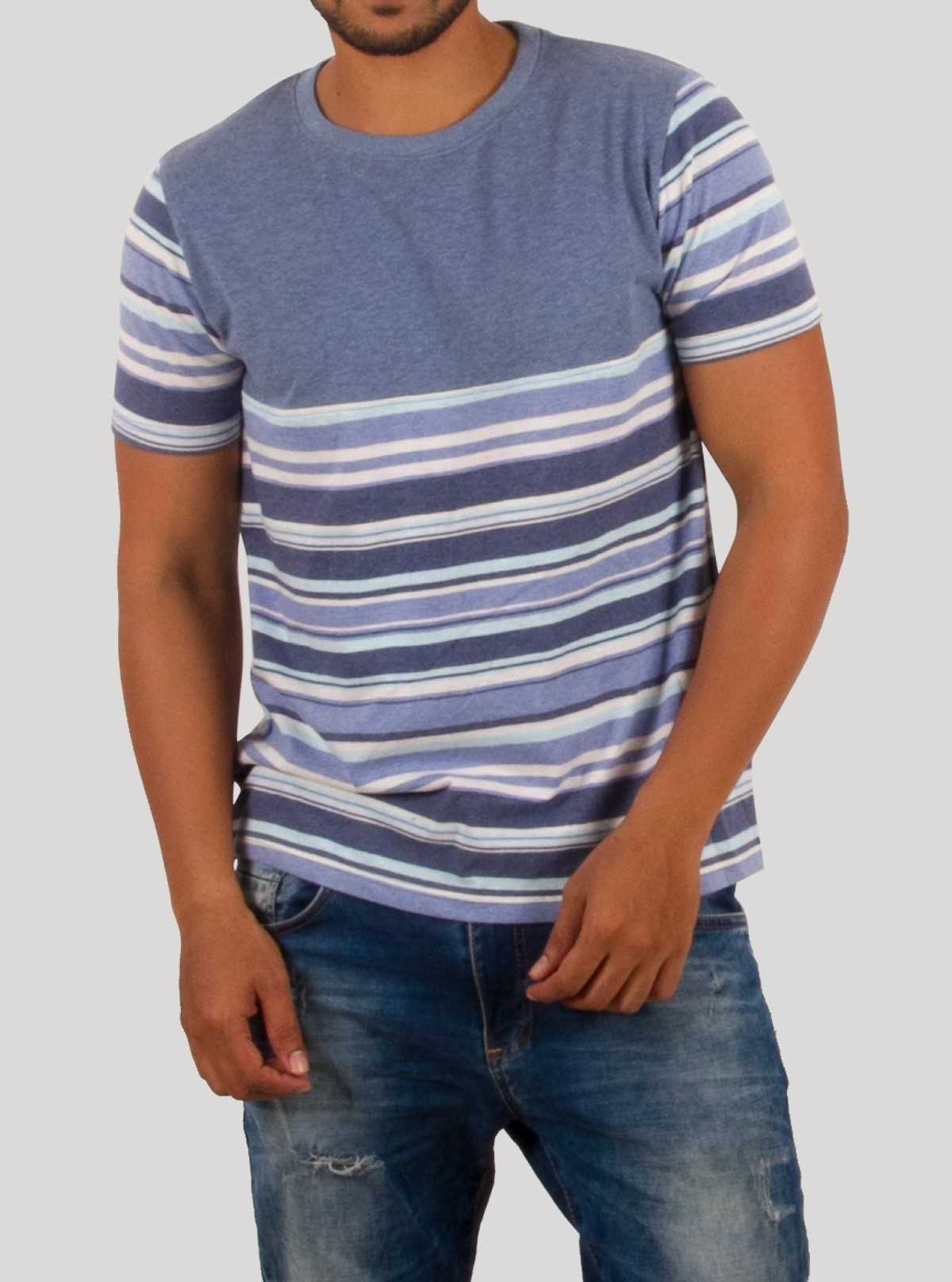 Blue Melange Crew Neck T-Shirt for Men – Casual Cotton Tee by Boer and Fitch