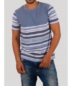 Blue Melange Crew Neck T-Shirt for Men – Casual Cotton Tee by Boer and Fitch