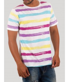 Multi-Colour Striped Round Neck T-Shirt for Men – Boer and Fitch