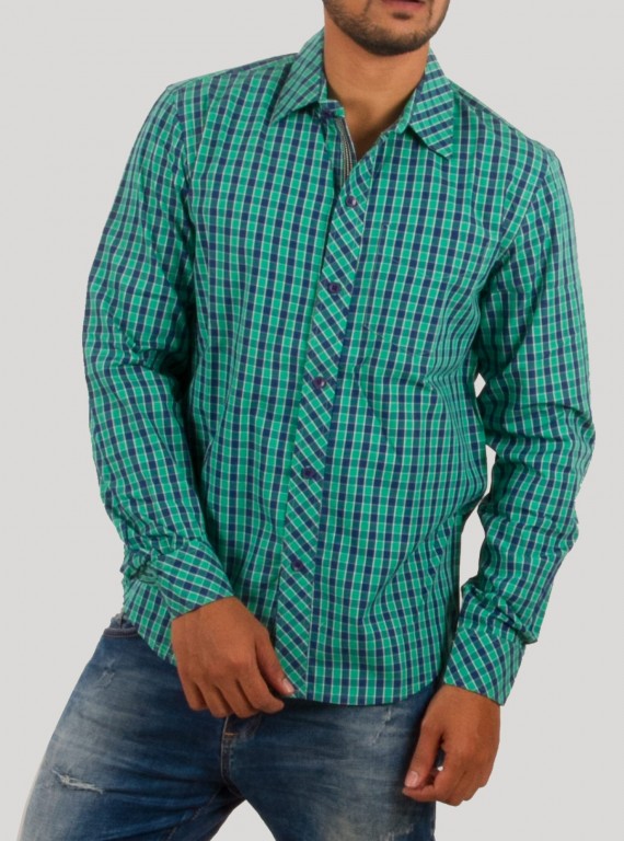 Leaf Green Checked Long Sleeve Shirt for Men – Boer and Fitch